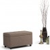 SIMPLIHOME Darcy 34 inch Wide Rectangle Lift Top Storage Ottoman Bench in Fawn Brown Linen Look Fabric Footrest Stool Coffee Table for the Living Room Bedroom and Kids Room Contemporary