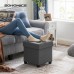SONGMICS 15 Inches Cube Storage Ottoman Foot Stool Comfortable Seat with Solid Wooden Feet and Lid Space-Saving Holds up to 660 lb Dark Grey ULSF14GYZ