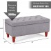 Tbfit 35 Inches Small Storage Ottoman with Upholstered ,Button-Tufted Ottoman with Safety Hinge ,Solid Wood Legs Ottoman Bench for Living Room,Bedroom,entryway Grey