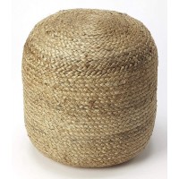 The Knitted Co. 100% Natural Jute Pouf Handmade Braided Ottoman Farmhouse Rustic Accent Furniture Footrest Round Bean Bag for Living Room Bedroom Kids Room Natural 16" x 16" x 18"