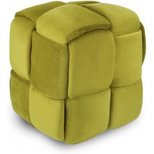 Vesgantti Ottoman Foot Rest Upholstered Velvet Ottoman Woven Square Ottoman Modern Footstool Ottoman Padded Seat Foot Rest Stool for Living Room Bedroom Entryway Yellow
