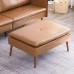 Vonanda Square Ottoman Bench Faux Leather Sofa Couch Footrest Module with Wood Frame and Metal Legs for Living Room Caramel