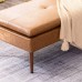 Vonanda Square Ottoman Bench Faux Leather Sofa Couch Footrest Module with Wood Frame and Metal Legs for Living Room Caramel