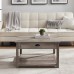 Walker Edison Modern Country Square Coffee Table Living Room Accent Ottoman Storage Shelf 30 Inch Grey Wash