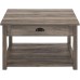 Walker Edison Modern Country Square Coffee Table Living Room Accent Ottoman Storage Shelf 30 Inch Grey Wash