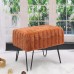Warmaxx Orange Mink Faux Fur Ottoman Entryway Bench 19.5x12.5x17H Comfy Furry Makeup Stools with Metal Legs Foot Rest Sturdy Foot Stool Bedroom End of Bed Living Room Couch Vanity Home Décor