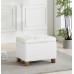 WOVENBYRD 24-Inch Tufted Storage Ottoman with Hinged Lid Cream Fabric
