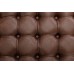 WOVENBYRD 28 Square Button Tufted Metal Ottoman Light Brown Faux Leather