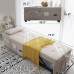 Zenosyne Sleeper Chair Bed Ottoman 4 in 1 Multi-Function Convertible Futon Chair Adjustable Folding Guest Bed Linen Fabric Lumbar Pillow Beige