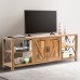 70 Inch TV Stand Barn Door Entertainment Center Farmhouse Rustic Wood TV Console Table with Storage Cabinets and Shelves for TVs Up to 75 Rustic Oak