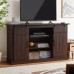 Asifom Dark Brown Modern Farmhouse Wood TV Stand Sliding Barn Door Wood Entertainment Center Home Living Room Storage Table TV Stands Cabinet Media Console Doors and Shelves for TVs up to 60 Inch
