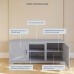 BELLEZE Modern 58 Inch Farmhouse TV Stand & Media Entertainment Center Console Table for TVs up to 65 Inch with Two Shelves and Storage Cabinets Hilo Stone Gray