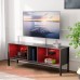 Bestier Entertainment Center LED TV Stand for 70 inch TV Gaming TV Stand with Modern Glass Shelve TV Media Console for Video Games Movies Home Decor Grey