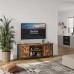 Bestier TV Stand Sliding Doors cabinets & Open Shelves | Rustic tv Cabinet with Storage | Entertainment Media Console Center Table for 65 inch tv Brown No LED