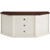 Crosley Furniture Shelby 60 Corner TV Stand White with Mahogany Top