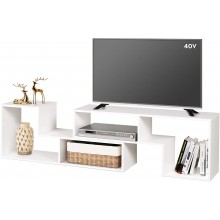 DEVAISE Flat Screen TV Stand for 55 65 inch TV Modern Entertainment Center with Storage Shelves Media Console Bookshelf for Living Room White