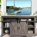 Farmhouse TV Stand Sliding Barn Door Modern Wood Entertainment Center Storage Cabinet Table Living Room with Adjustable Shelves for TVs Up to 65 Gray