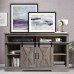 Farmhouse TV Stand Sliding Barn Door Modern Wood Entertainment Center Storage Cabinet Table Living Room with Adjustable Shelves for TVs Up to 65 Gray