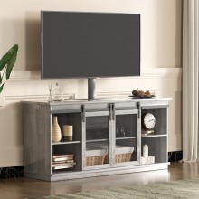 Furniwell TV Stand 65 Inch Rustic TV Stand for Living Room Farmhouse TV Stand Entertainment Center Modern TV Stand for 65 Inch TV Grey
