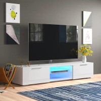 Glossy LED TV Stands,Modern Entertainment Center Media Storage,for 65 Inch Flat Screen Storage Shelves,TV Console for Living Room TV Media Console Furniture,White