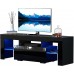 High Glossy TV Stand with LED Lights 51 Inch Modern Entertainment Center for 55 Inch TVs TV Cabinet with Large Drawer and Open Shelves Living Room TV & Media Furniture Game Console Table Black
