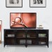 Industrial Metal Modern Mesh TV Stand for TVs up to 65 Storage Console with Cabinet Shelves Doors Living Room Office Media Entertainment Center 60 Inches Barnwood Brown