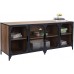Industrial Metal Modern Mesh TV Stand for TVs up to 65 Storage Console with Cabinet Shelves Doors Living Room Office Media Entertainment Center 60 Inches Barnwood Brown