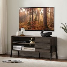 Mid-Century Modern TV Stand for TVs up to 55 inch Flat Screen Wood TV Console Media Cabinet with Storage Home Entertainment Center in Brown for Living Room Bedroom 50 inch