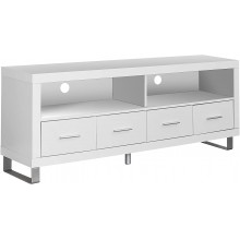 Monarch Specialties  TV Console with 4 Drawers White 60"L
