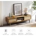 Mopio Haylee 59 TV Stand for 55 60 inch TV Modern Farmhouse Boho with Rattan Sliding Doors Adjustable Shelves for a Clean and Natural Living Room Includes Leveler Natural Oak