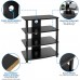 Mount-It! Media Stand Entertainment Center for TV Audio Video Components Stereo Equipment Gaming Consoles Streaming Devices 4 Shelves Black