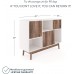 Nathan James Ellipse Multipurpose Storage Cabinet with Display Shelves and Doors Entryway Modern Buffet or Kitchen Sideboard with Glam Gold Brass Accent TV Stand White