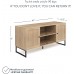 Nathan James Modern TV Stand Entertainment Cabinet Console with a Natural Wood Finish and Matte Accents with Storage Doors for Living Media Room Oak Black