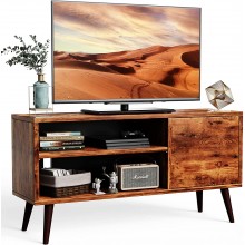 Retro TV Stand with Storage for TVs up to 55 in Rustic Brown TV Stand for Media Mid Century Modern TV Stand & Entertainment Center with Shlef，Wood TV Console Table for Living Room Bedroom APRTS01