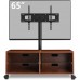 Rfiver Swivel Wood TV Stand on Wheels with Mount for 32-65 inch Flat Screen TVs Rolling Entertainment Center with 4-Shelf Storage for Media Console Universal Floor TV Stand Cabinet for Home Walnut