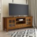 SIMPLIHOME Acadian SOLID WOOD Universal TV Media Stand 60 inch Wide Transitional Living Room Entertainment Center with Storage for Flat Screen TVs up to 70 inches in Light Golden Brown