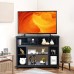 Tangkula Corner TV Stand for TVs up to 48 Inch Farmhouse Wood Entertainment Center Modern TV Console with 8 Shelves Adjustable Shelves Can be Replaced with 18 Electric Fireplace Not Included
