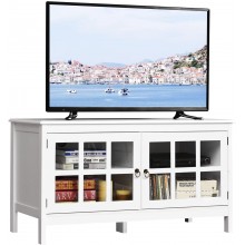 Tangkula TV Stand Cabinet Modern Wood Large Wide Entertainment Center for TV up to 50" Living Room Media Console Cabinet Stand with 2 Doors White