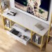 Tribesigns Gold TV Stand with Drawer 55 Inch Media Stand TV Console for TVs Up to 60 with Faux Marble Veneer for Living Room Gold & White