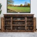 TURBRO Fireside FS58 TV Stand Supports TVs up to 65 with Farmhouse Style Sliding Barn Door Entertainment Center and Adjustable Shelves for Living Room Storage Rustic Brown TV Stand Only