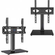 Universal TV Stand for 37-55 inch TVs Height Adjustable TV Table Stand with Tempered Glass Base TV Stand Base Holds Up to 88lbs Max VESA 400x400mmBundle