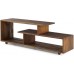 Walker Edison Meier Contemporary 2 Tier Asymmetrical Solid Wood TV Stand for TVs up to 50 Inches 60 Inch Amber