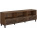 Walker Edison Modern Slatted Wood TV Stand for TV's up to 80 Universal TV Stand for Flat Screen Living Room Storage Cabinets and Shelves Entertainment Center 70 Inch Dark Walnut