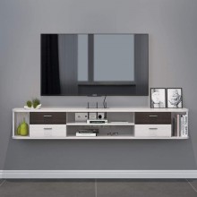 Wall Mounted Floating TV Stand Media Console Entertainment Gaming Large Storage Shelf Cabinet Unit with 4 Drawers Home Furniture Gray-White