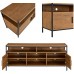 Wide Entertainment Center TV Media Stand by CAFFOZ Furniture Designs | with Two Doors and Storage Shelves | Sturdy | Easy Assembly | Brown Oak Wood Look Accent Furniture with Metal Frame