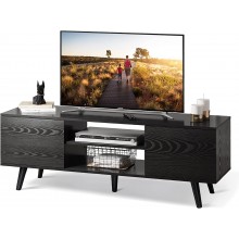 WLIVE Modern TV Stand for 55 60 inch TV Entertainment Center TV Console with Storage Cabinets & Open Shelf Media Console for Living Room Black